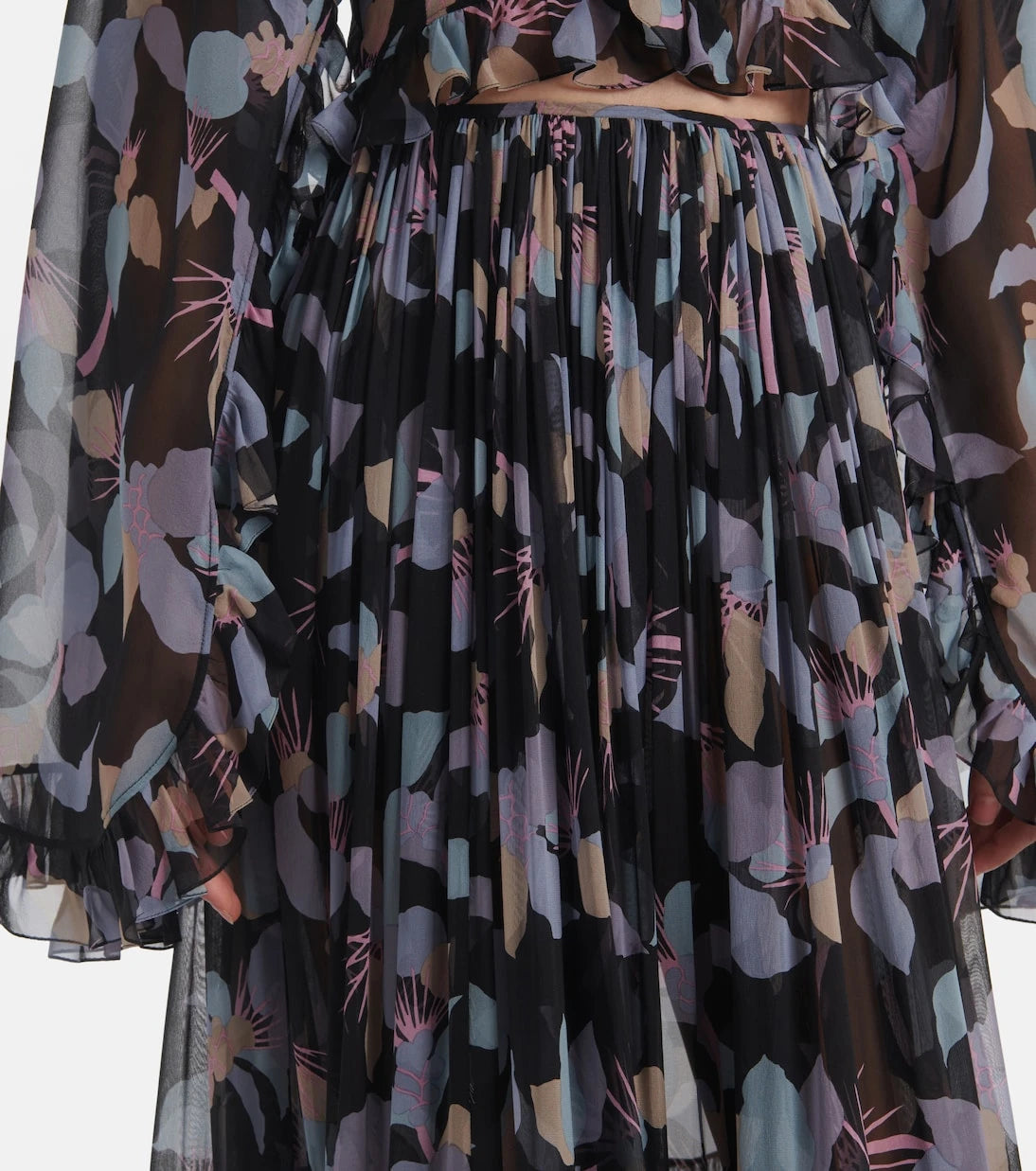Chloé - Floral pleated silk maxi skirt
