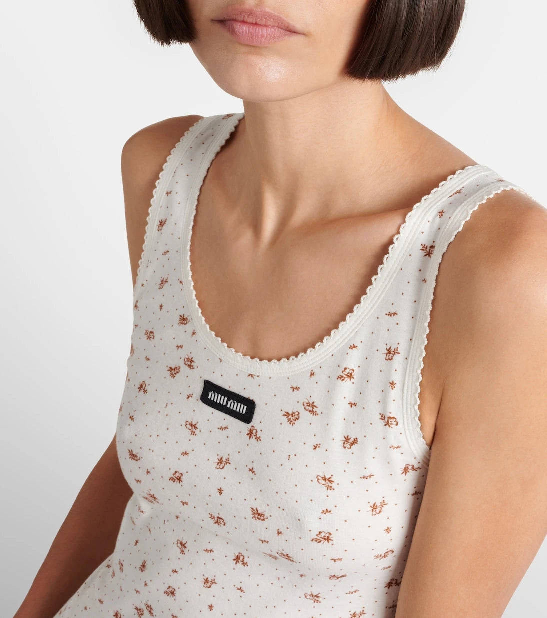 Miu Miu - Floral cotton jersey tank top