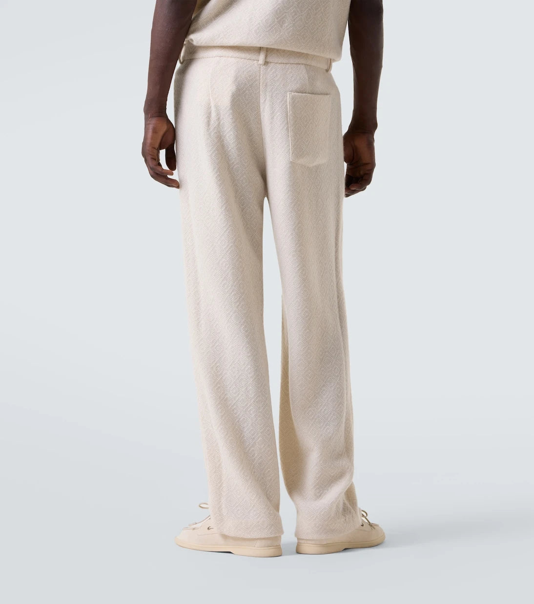 God's True Cashmere - Diamond cashmere straight pants with moonstone