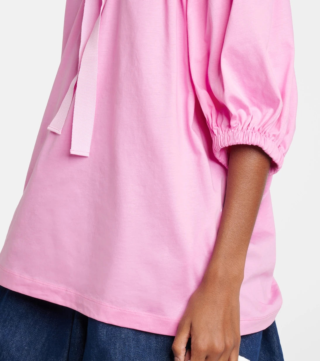 Patou - Bow-detail cotton jersey top