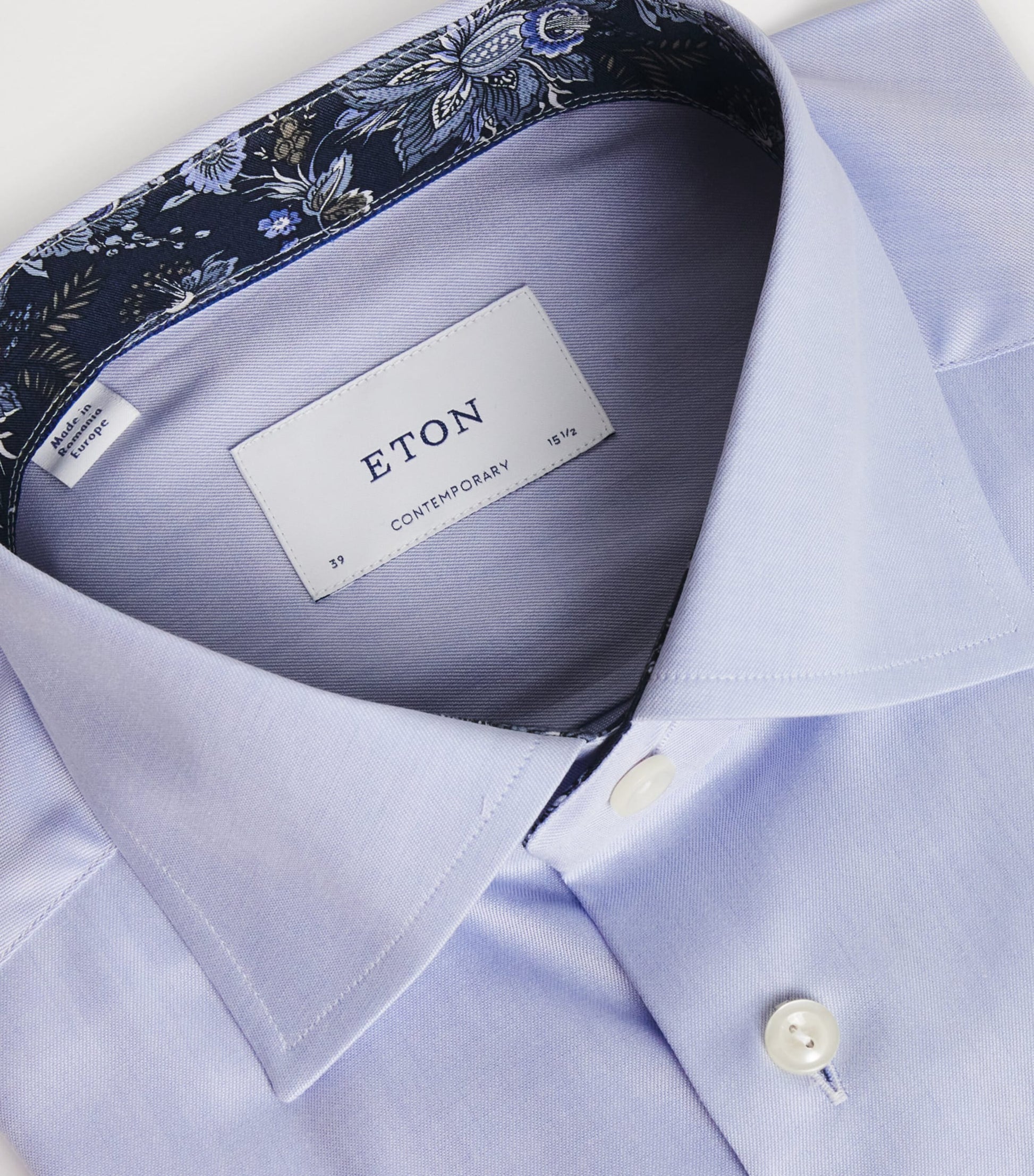 Signature Twill Floral-Trim Shirt LIGHT BLUE