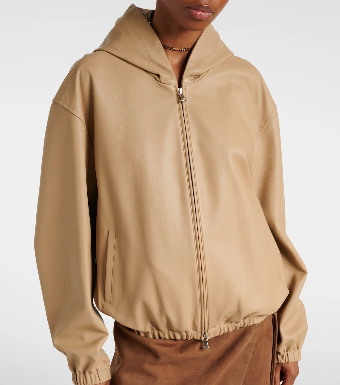Nour Hammour - Leo leather zip-up hoodie