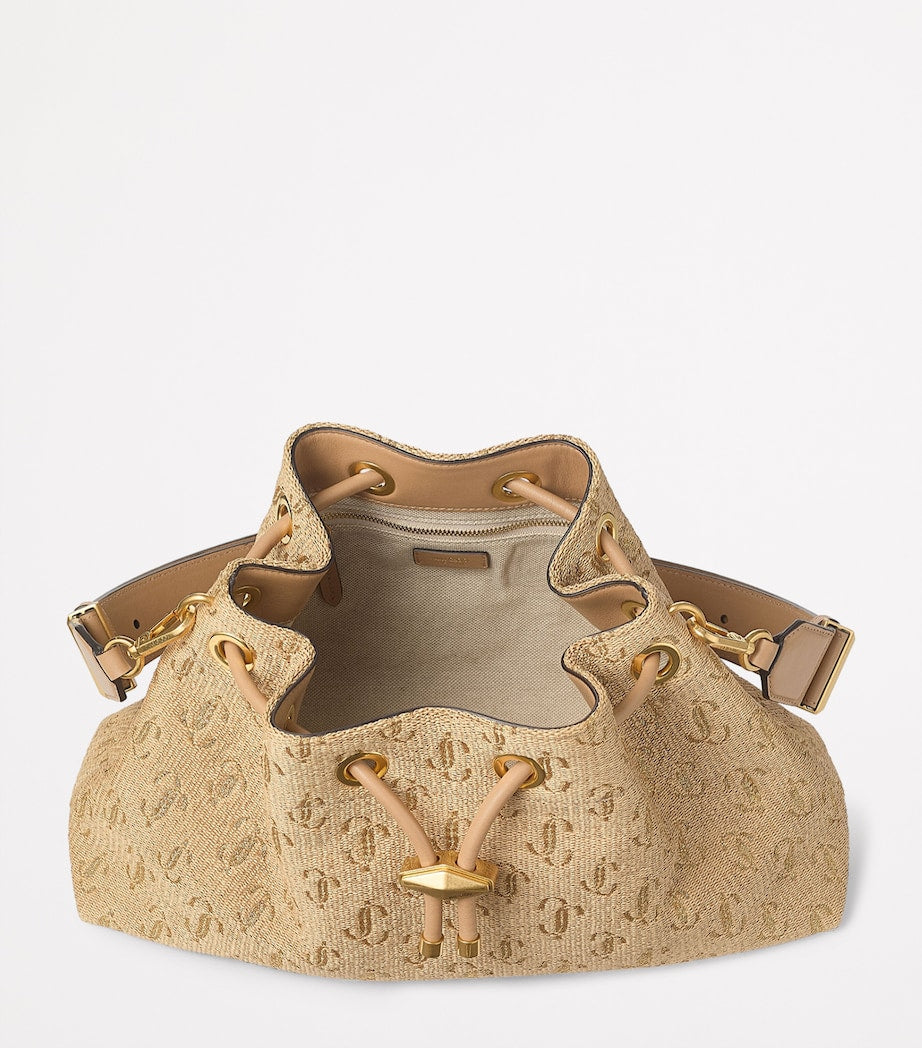 Beige Medium Cinch Monogrammed Bucket Bag