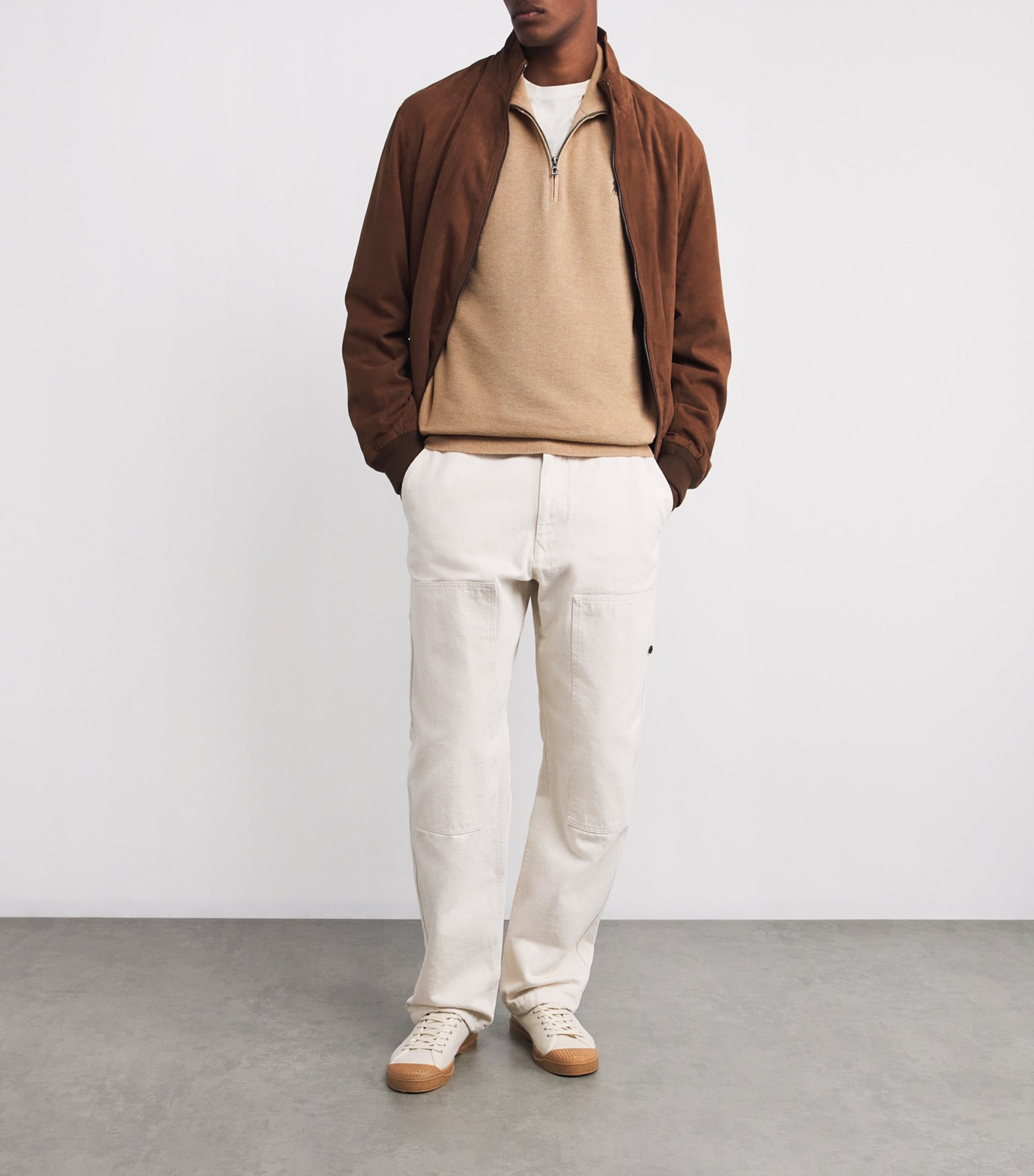 Polo Ralph Lauren Beige Cotton Quarter-Zip Sweater