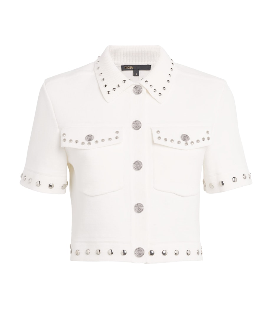 Maje White Short-Sleeve Studded Jacket