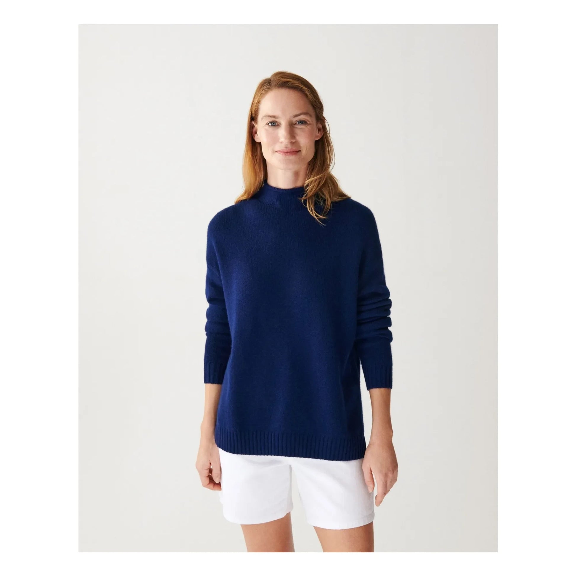 Bompard - Cashmere High Neck Sweater | Navy blue
