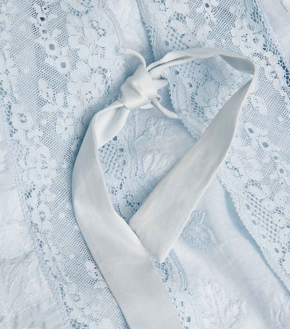 Loretta Caponi Blue Lace-Trim Fiocchini Top