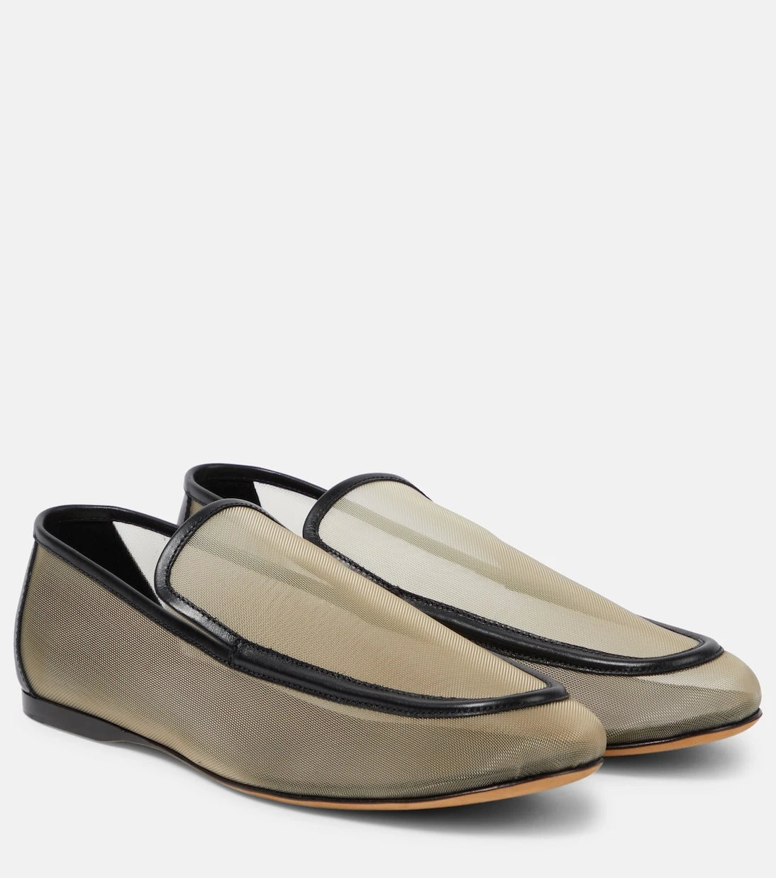Khaite - Alessia leather-trimmed mesh loafers