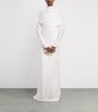 Marmar Halim Ivory Pleated High-Neck Gown