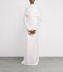 Marmar Halim Ivory Pleated High-Neck Gown