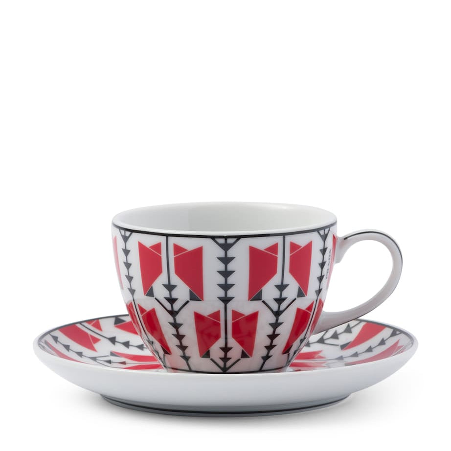 Prada Porcelain Vienna Arrows Coffe Cup and Saucer (Set of 4)