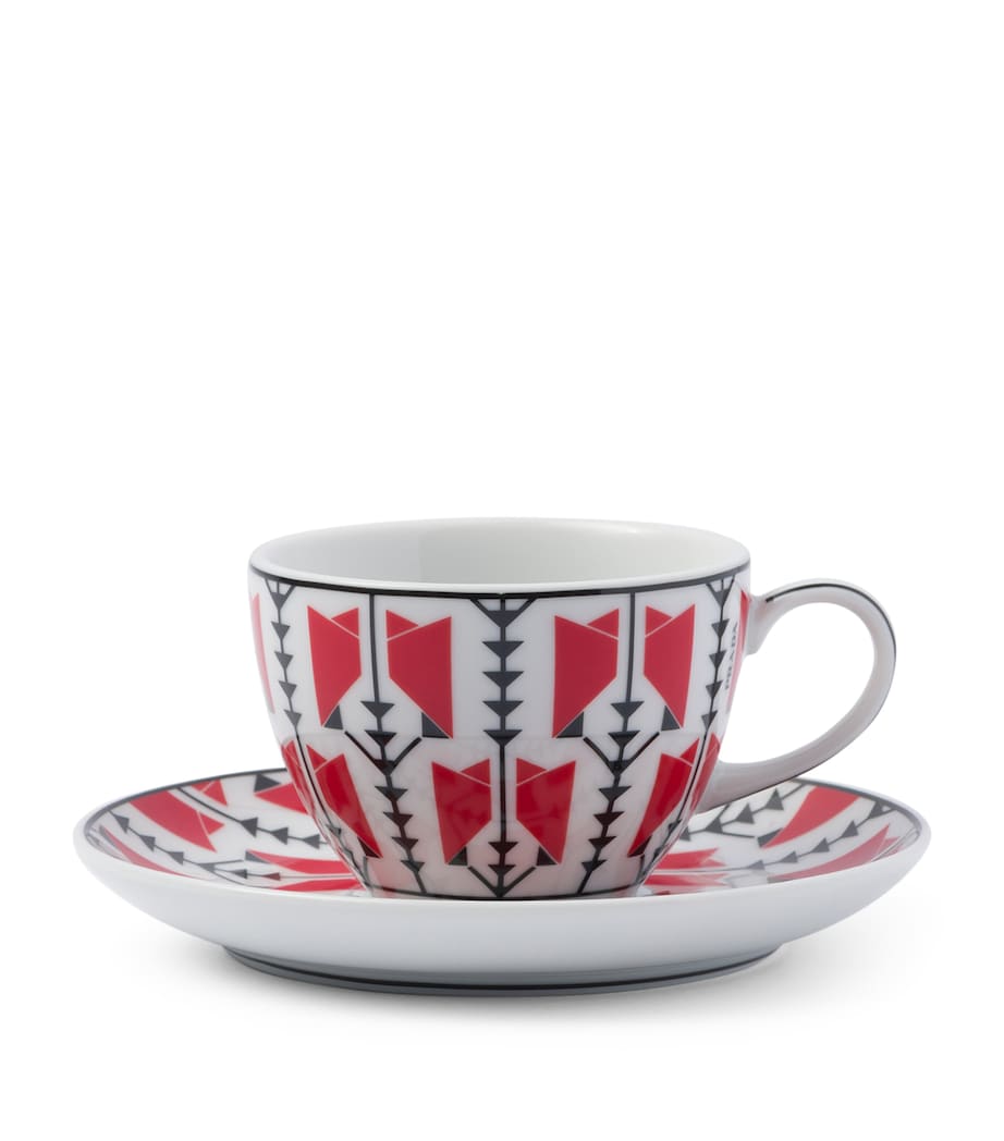 Prada Porcelain Vienna Arrows Coffe Cup and Saucer (Set of 4)