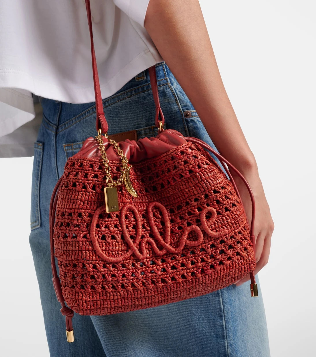 Chloé - Summer Banana Mini raffia shoulder bag