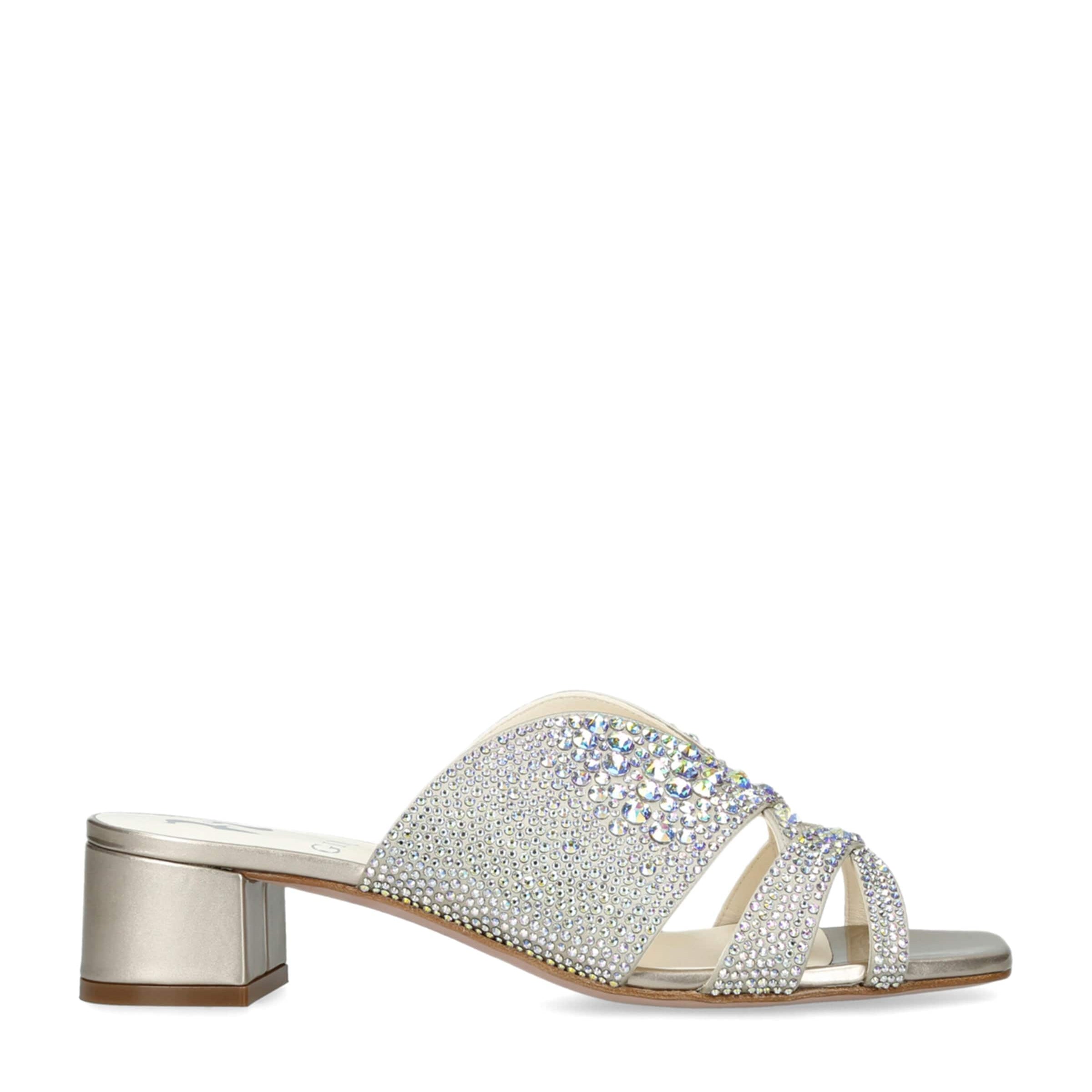 Gina White Leather Embellished Stevie Mules 35