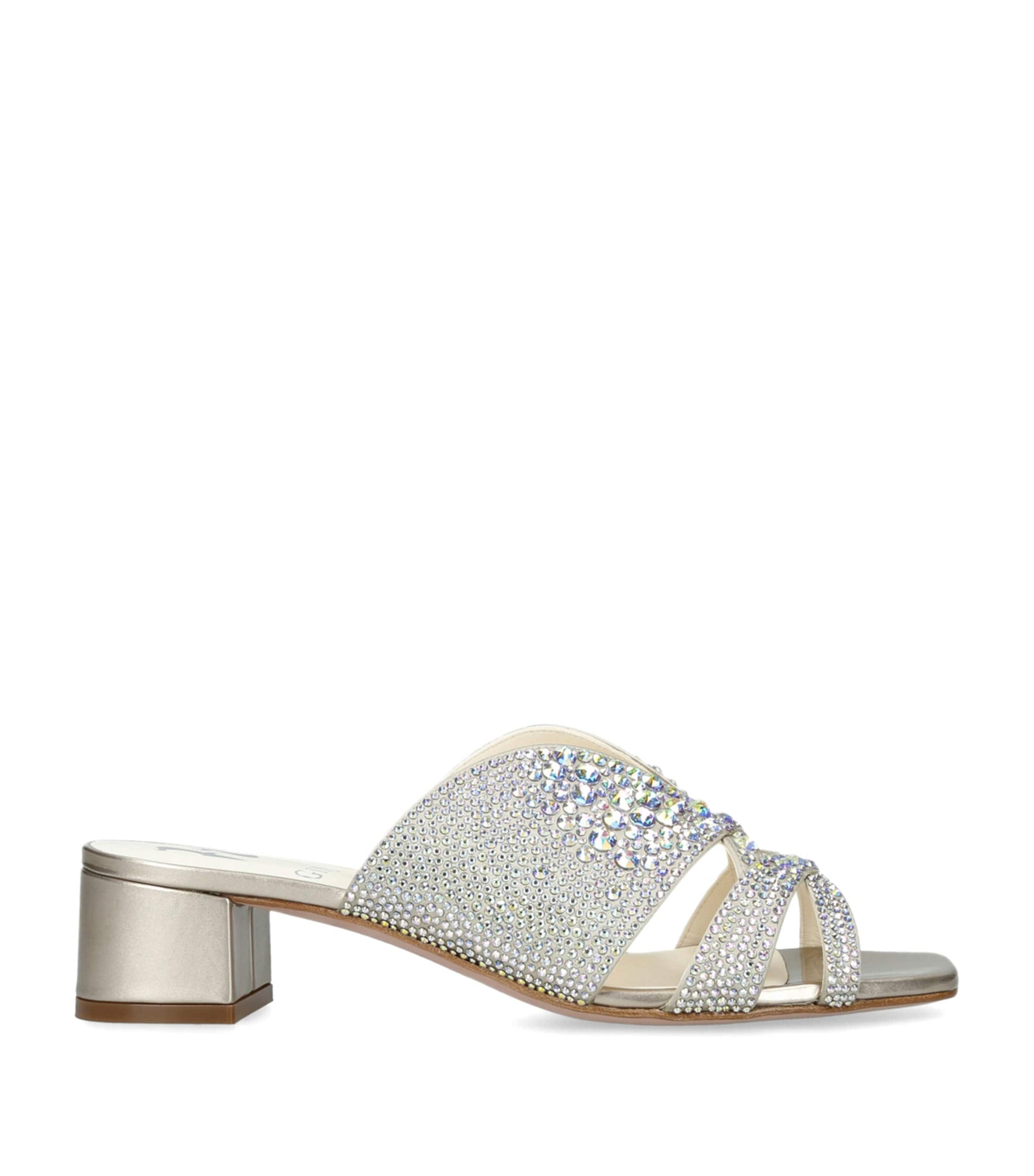 Gina White Leather Embellished Stevie Mules 35