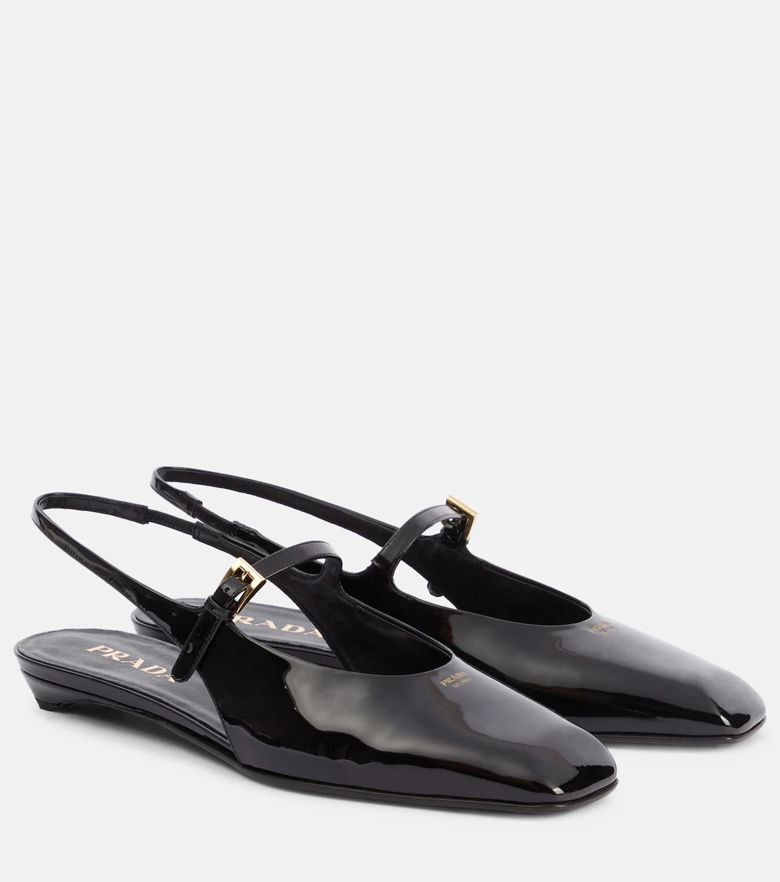 Prada - Patent leather slingback flats