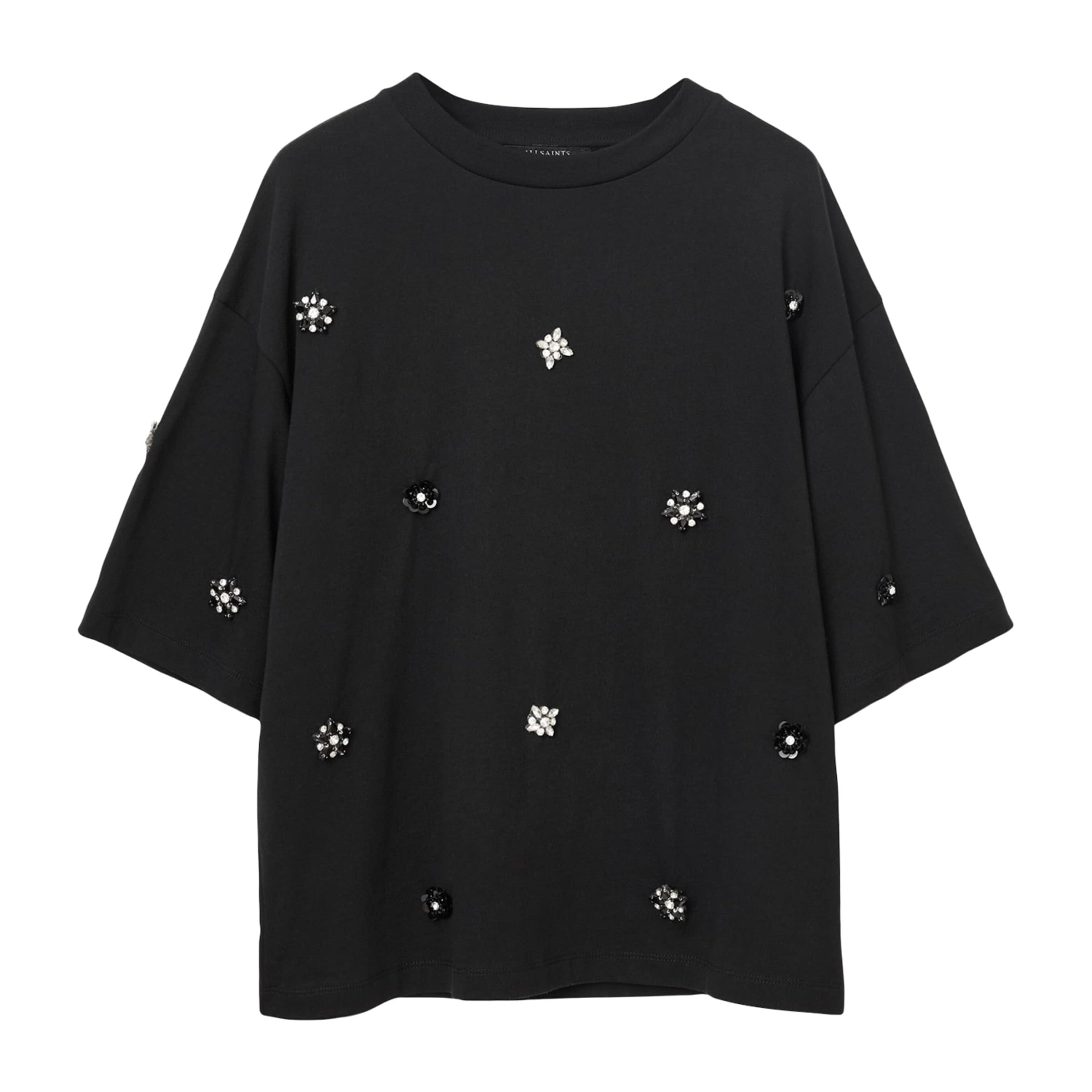 Black Organic Cotton Amelie Embellished T-Shirt
