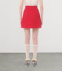 Valentino Red Wool-Silk Embellished Mini Skirt