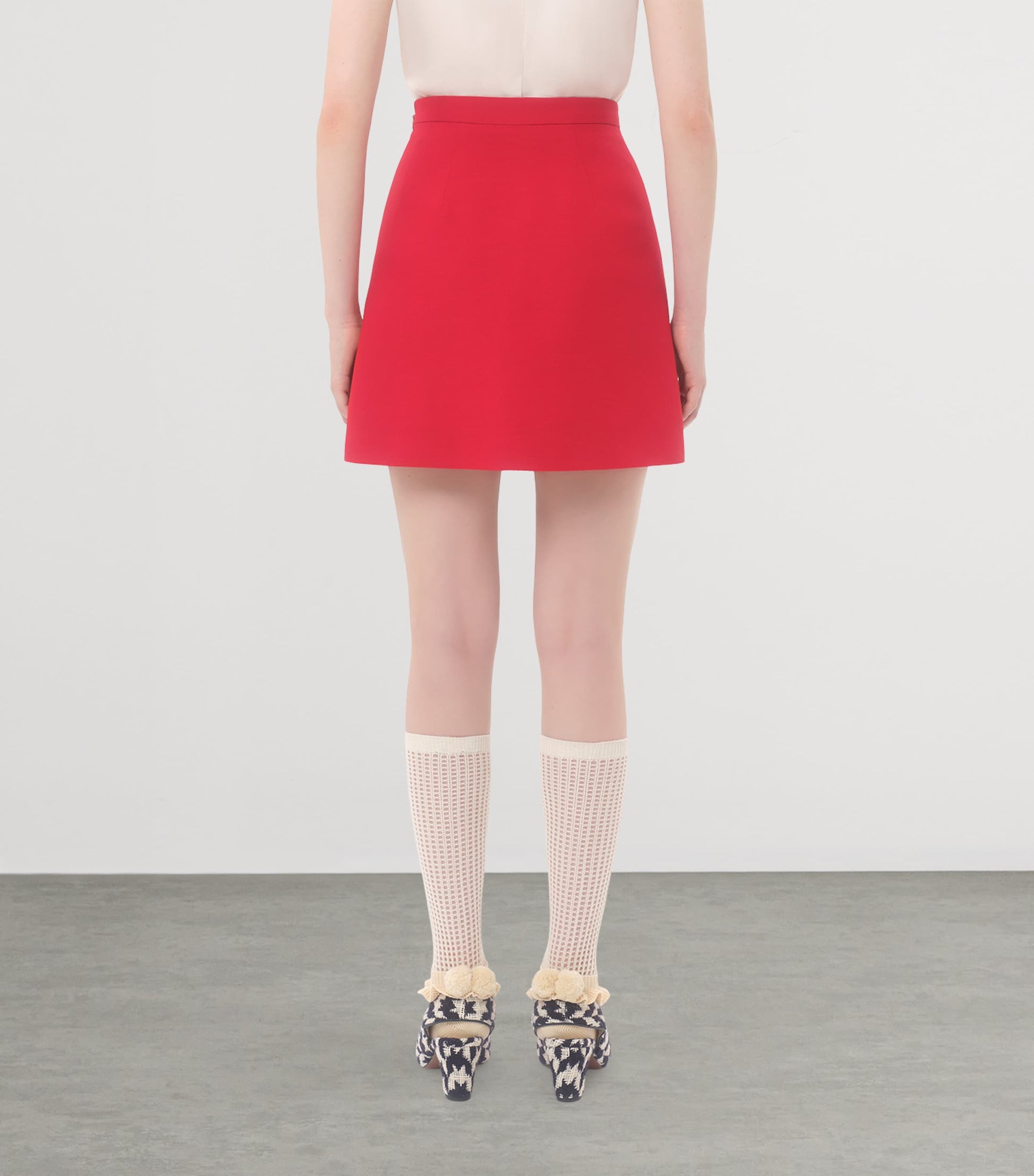 Valentino Red Wool-Silk Embellished Mini Skirt