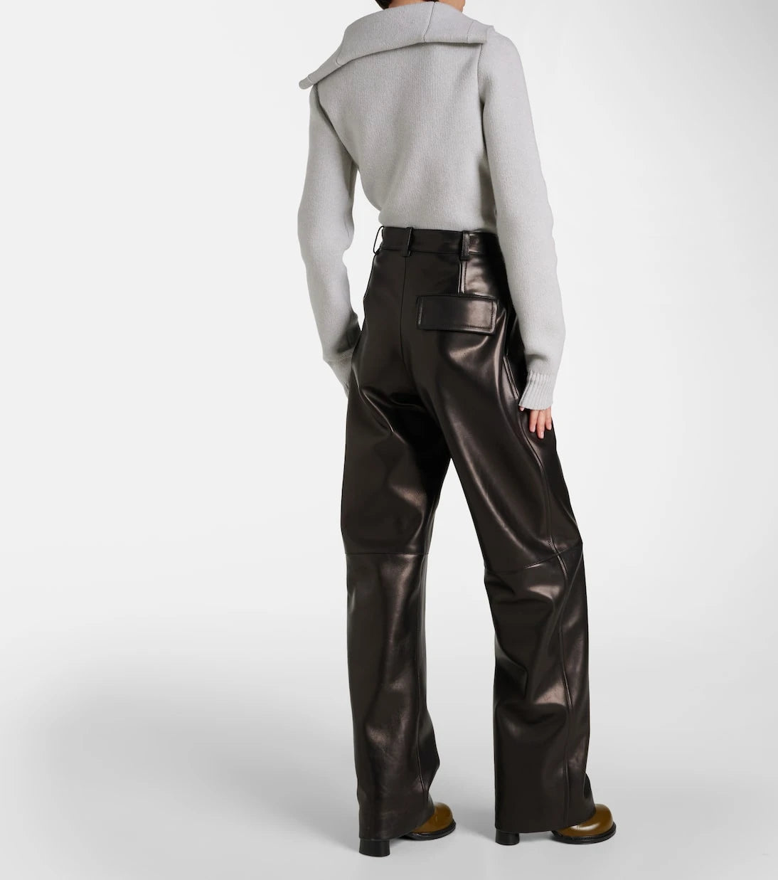 Bottega Veneta - High-rise leather wide-leg pants