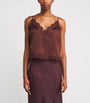 DÔEN Brown Silk Lace-Trim Kira Top