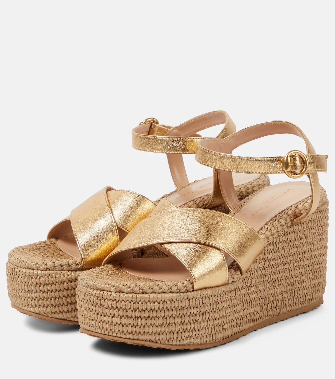 Gianvito Rossi - Leather and raffia platform sandals