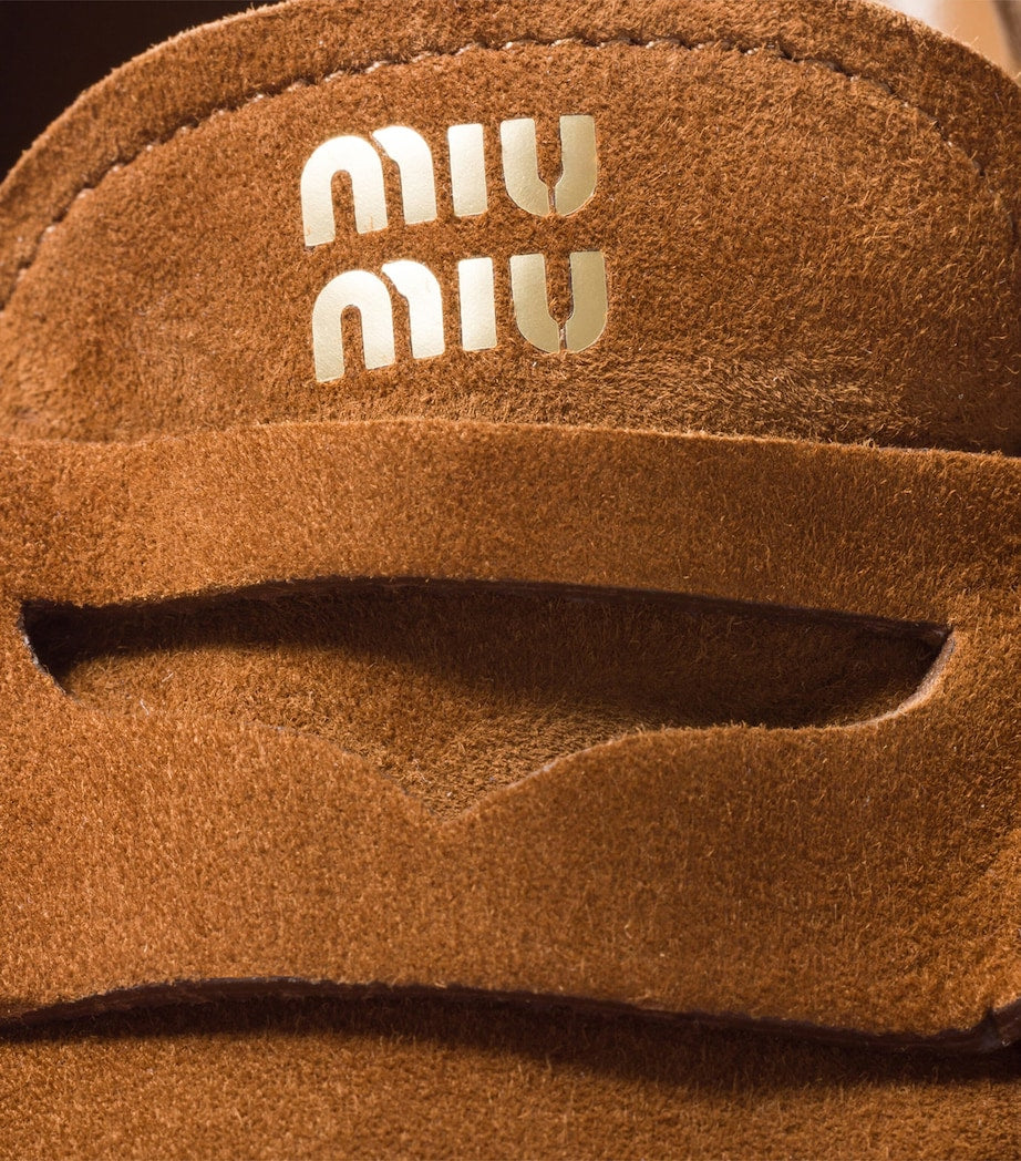 Brown Suede Ruches Loafers