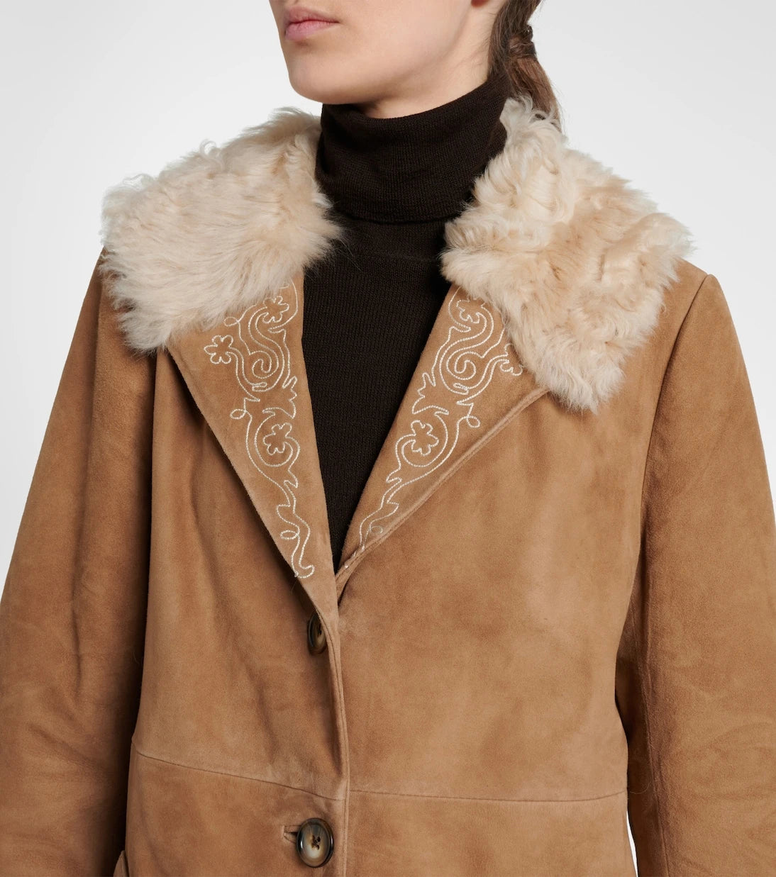 Rixo - Cienna embroidered suede coat
