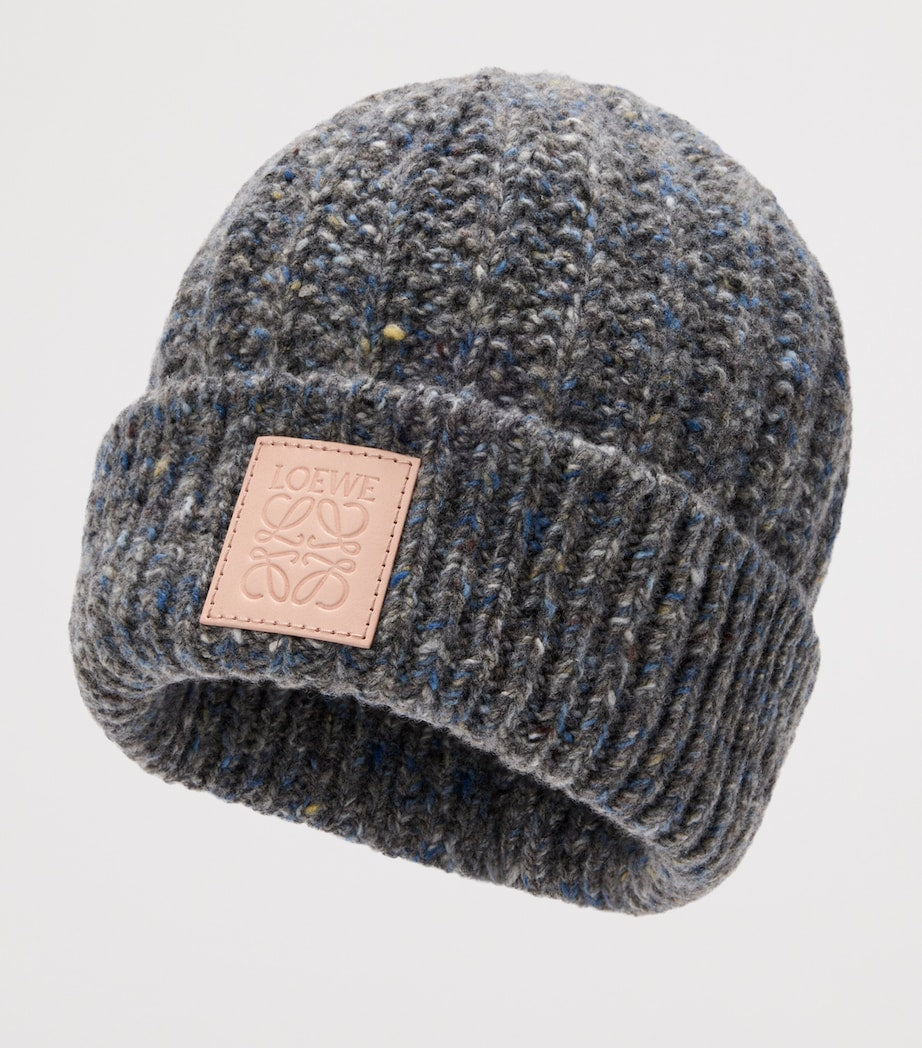 LOEWE Grey Wool-Cashmere-Blend Logo Beanie