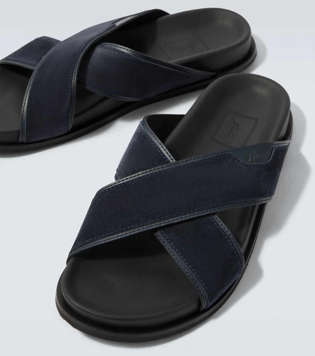 Brioni - Leather-trimmed suede sandals