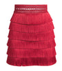 PatBO Red Fringed Radiant Mini Skirt