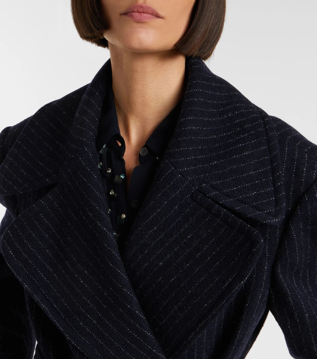 Dries Van Noten - Belted pinstriped wool coat
