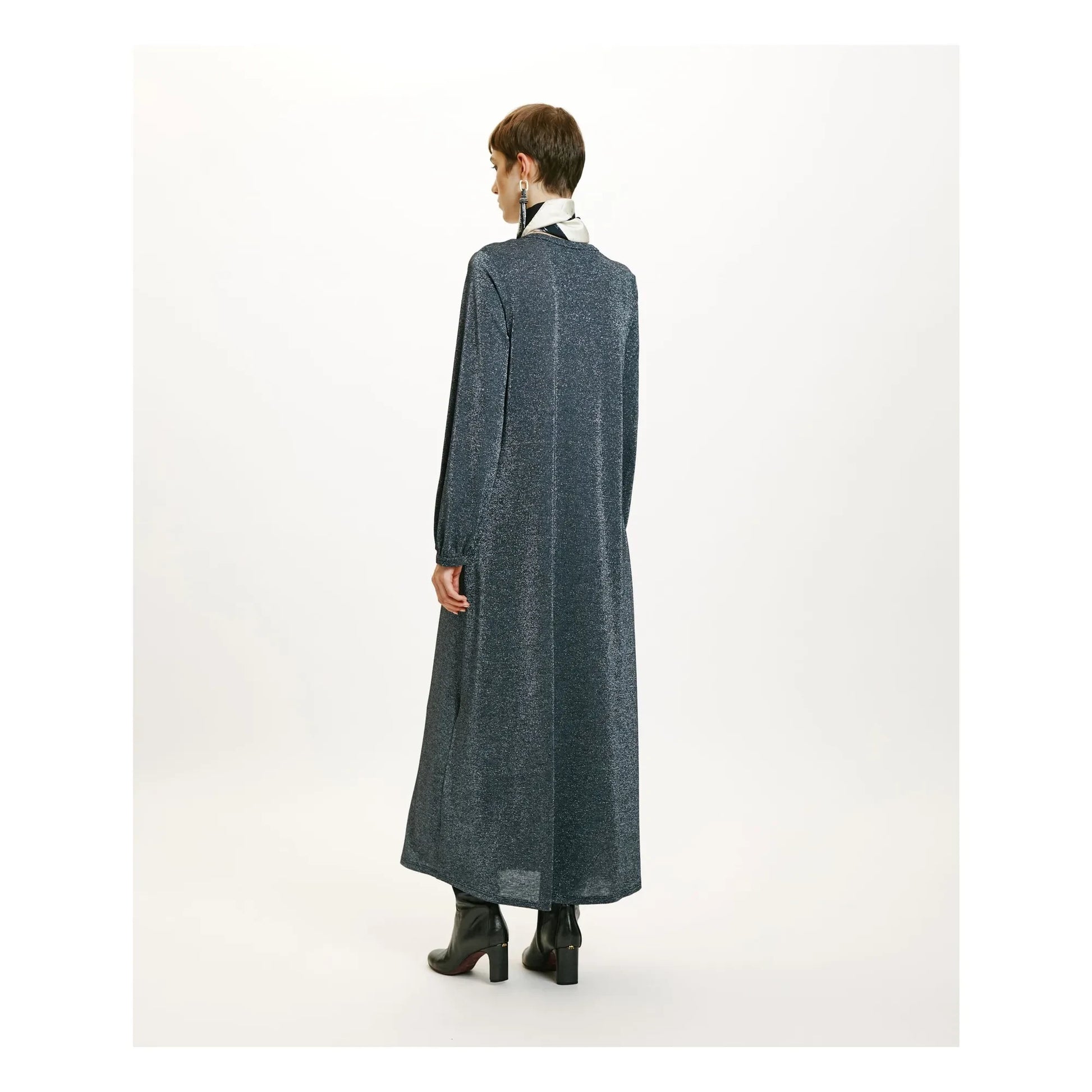 Momoni - Amede Metallic Dress | Silver grey