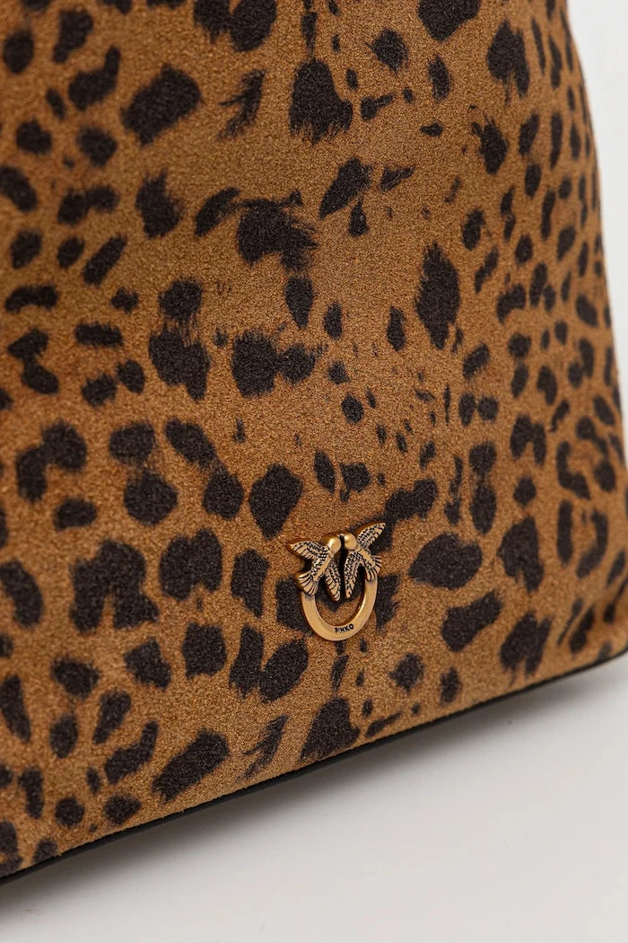 Pinko Leopar Desenli Süet Çanta