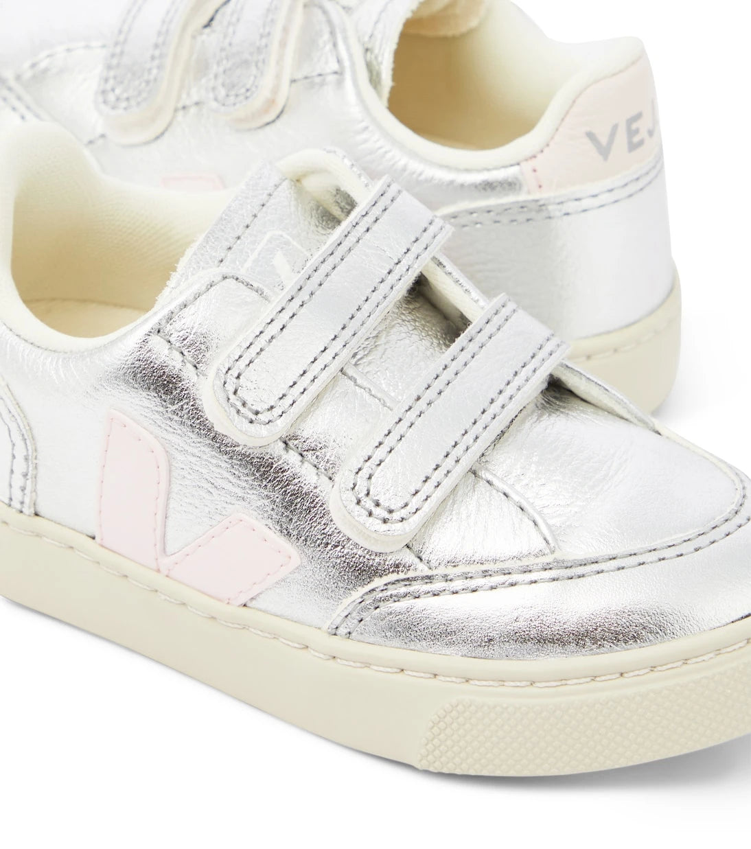 Veja Kids - V-12 metallic leather sneakers