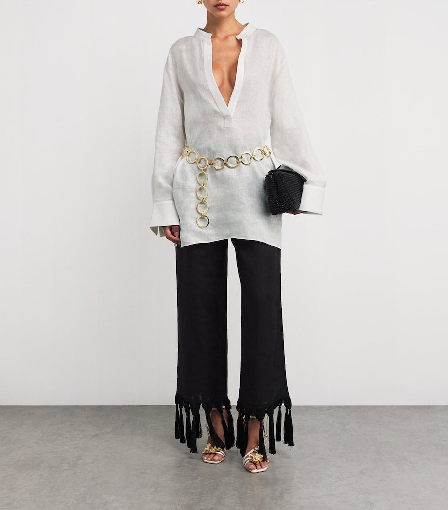 Linen Bahamas Tunic Mini Dress LATTE