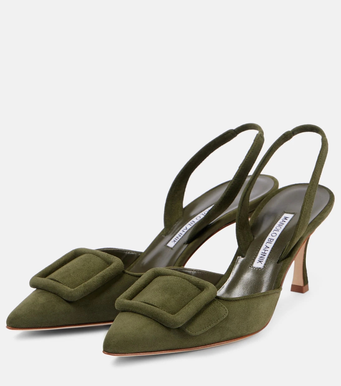 Manolo Blahnik - Maysli süet arkası açık topuklu ayakkabı