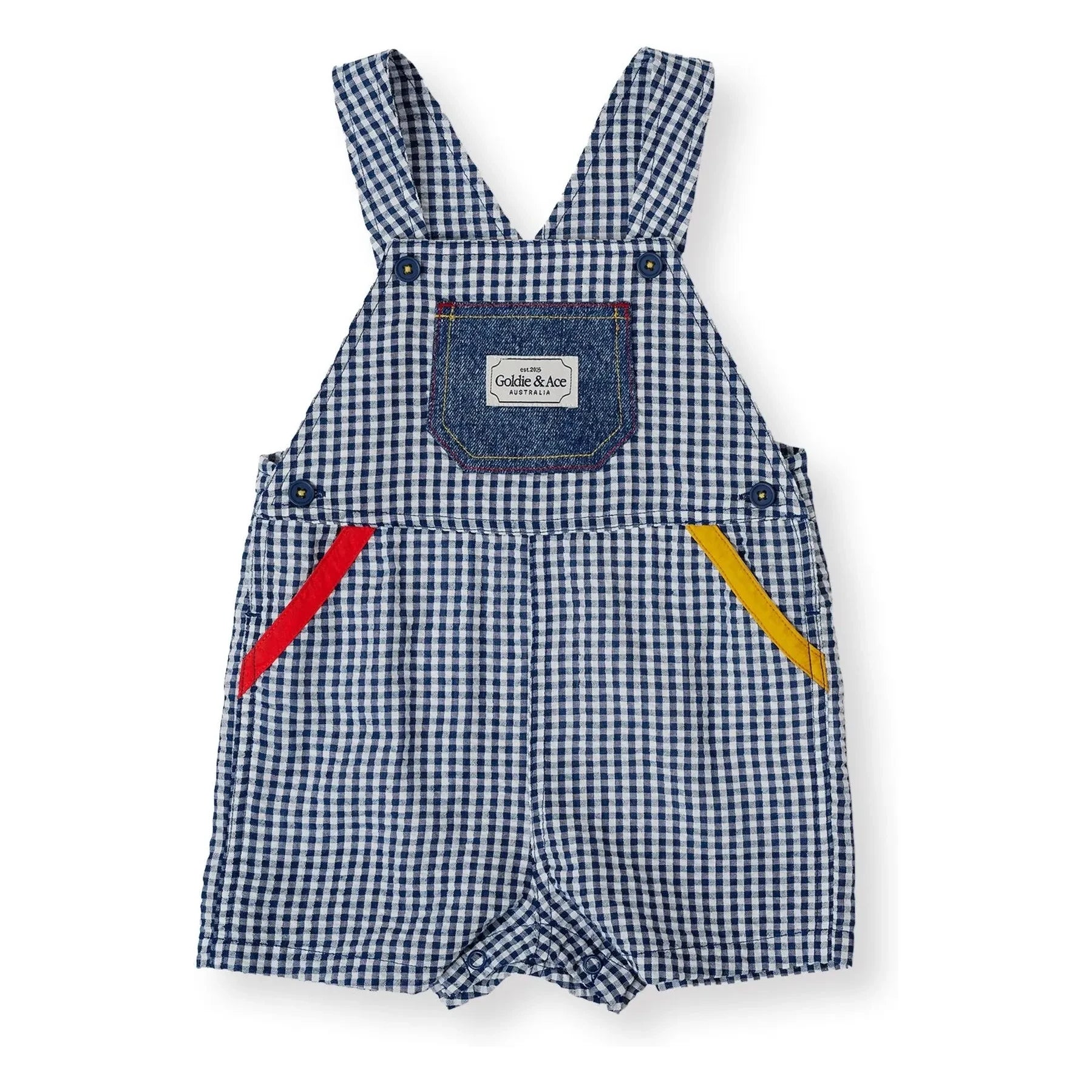 Goldie + Ace - Vichy Short Dungarees | Navy blue