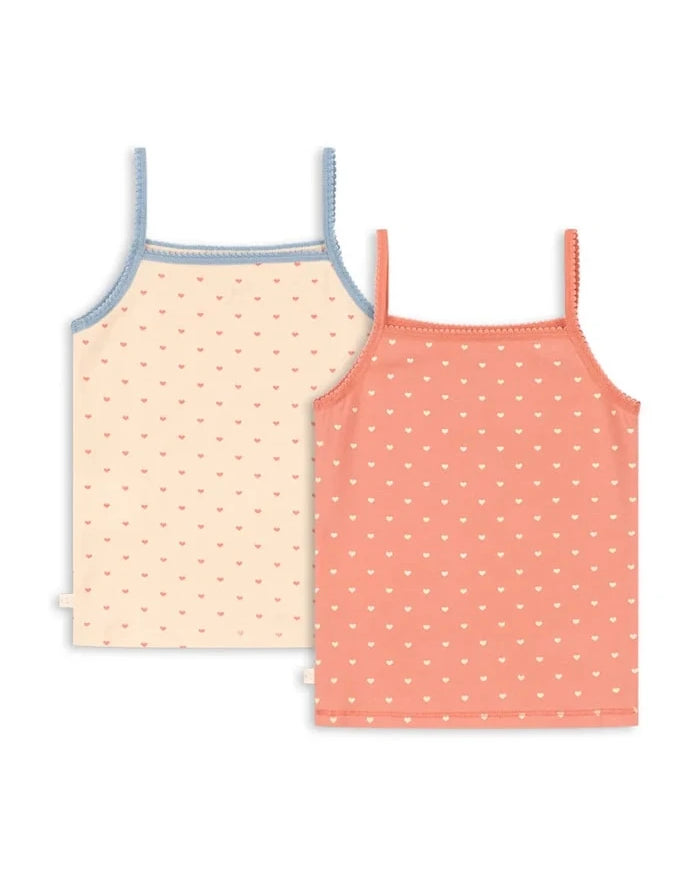 Konges Sløjd çocuklar için pamuklu elastan BASIC 2 PACK STRAP TOP GOTS 2'li
