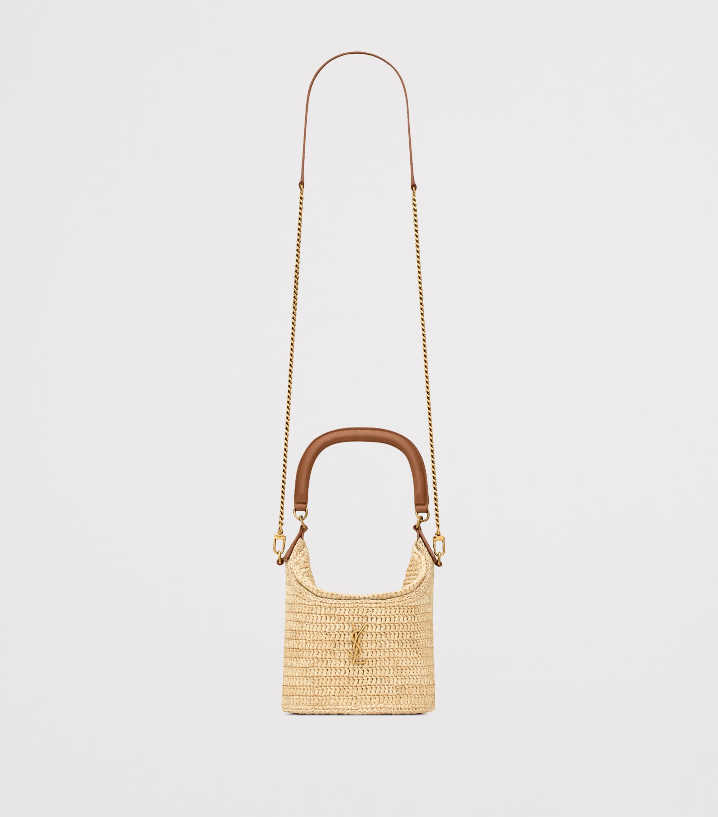 Saint Laurent Beige Raffia Gaby Bucket Bag