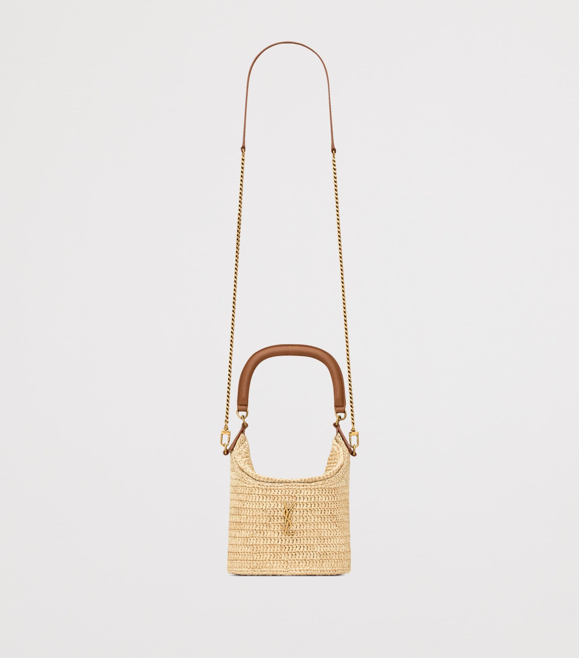 Saint Laurent Beige Raffia Gaby Bucket Bag