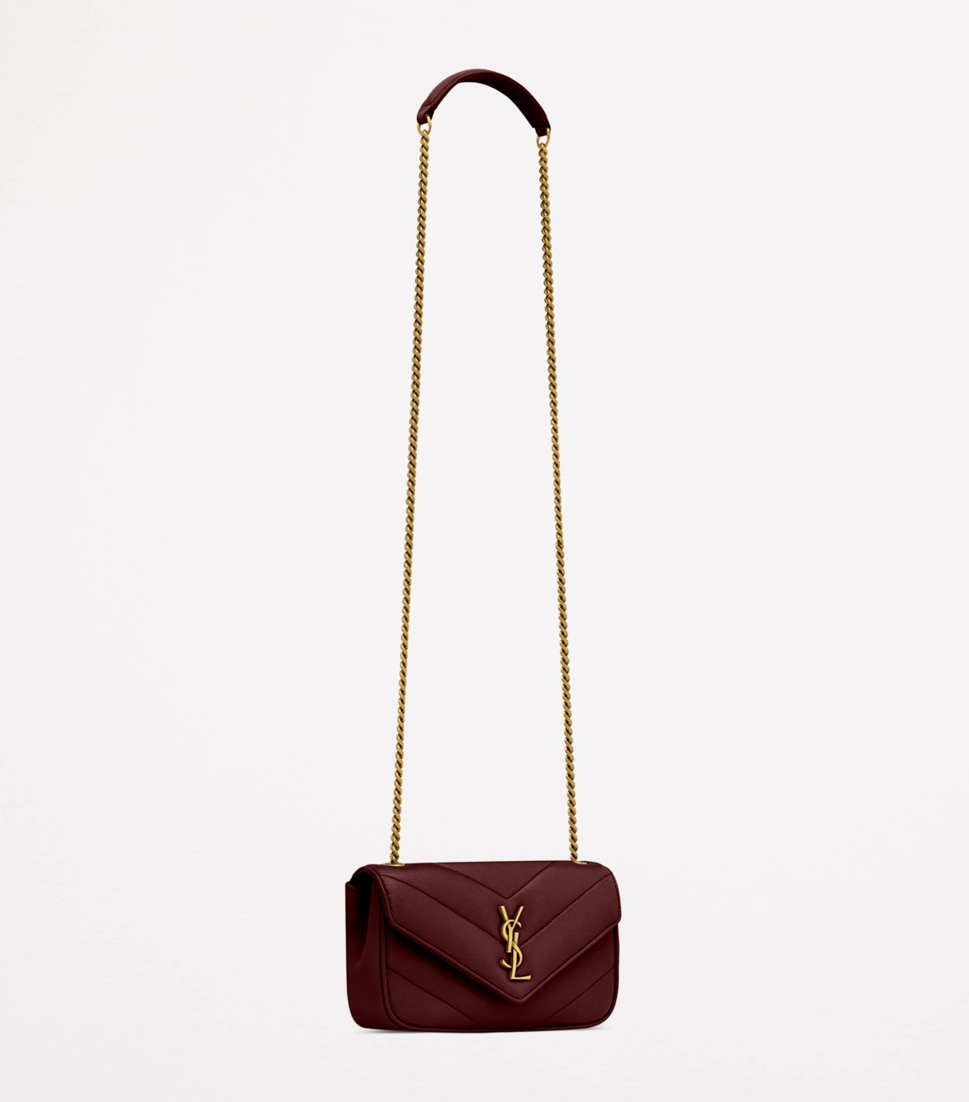 Saint Laurent Burgundy Mini Loulou Shoulder Bag