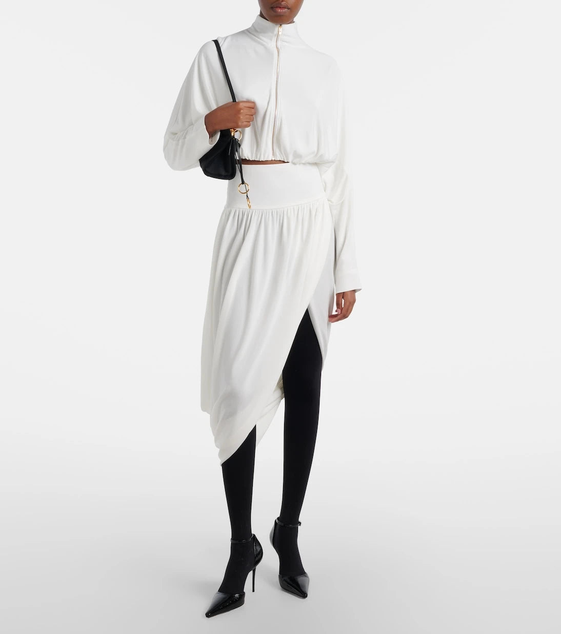 Alaïa - Asymmetric jersey midi skirt
