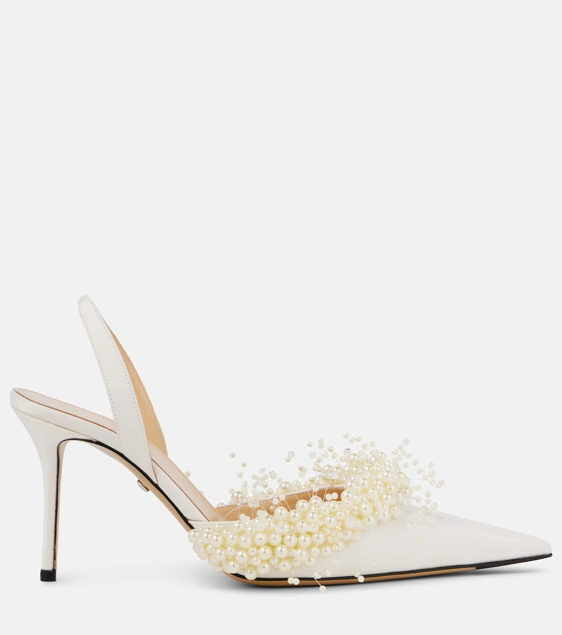 Mach & Mach - Floating Pearl 85 satin slingback pumps