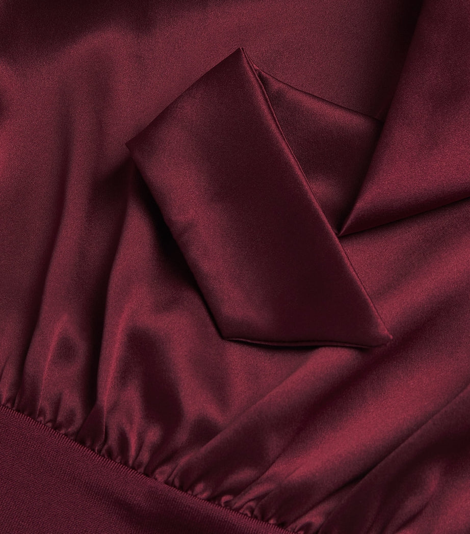 ESSE Studios Burgundy Silk Cowl-Neck Top