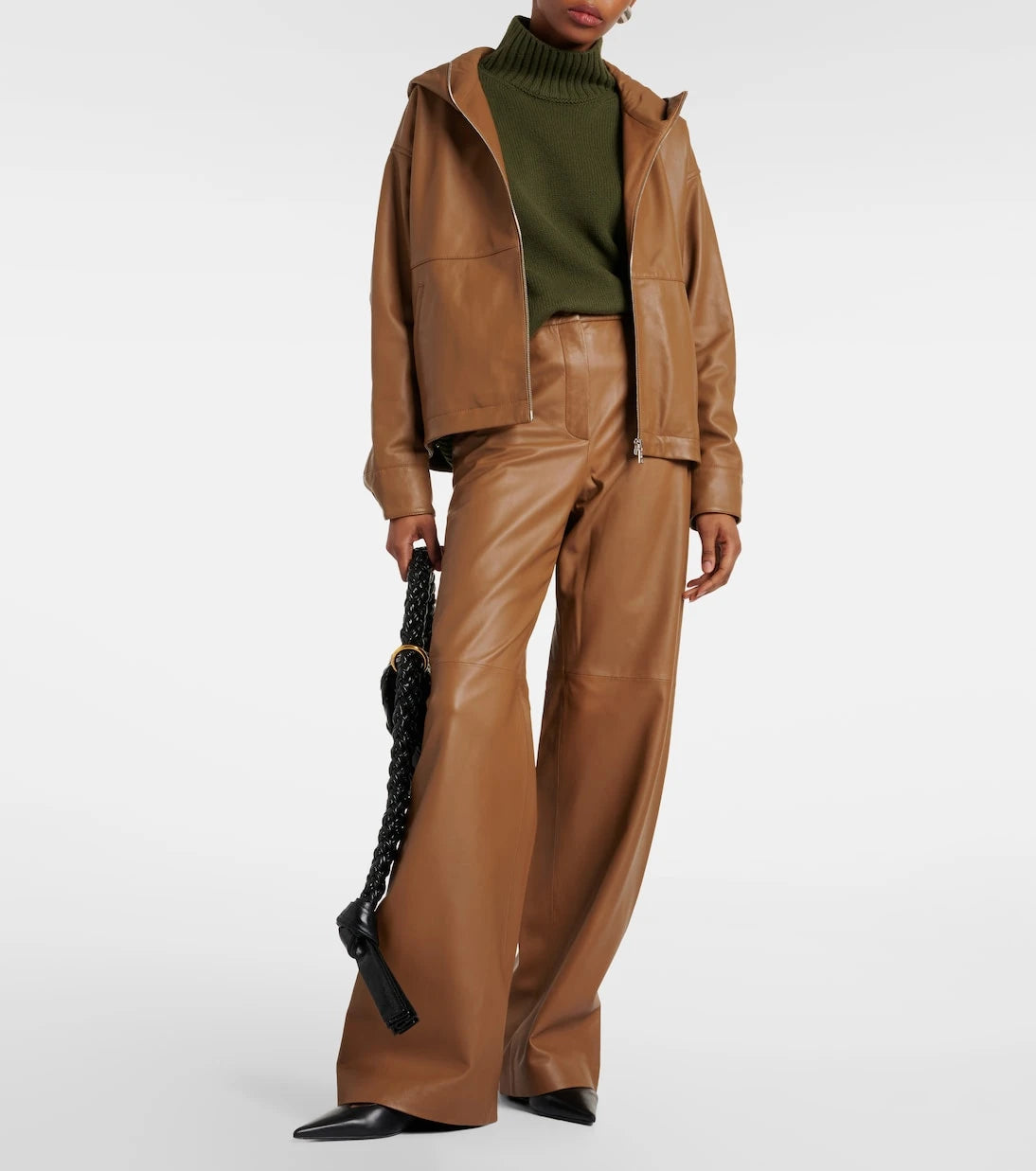 Yves Salomon - High-rise leather wide-leg pants