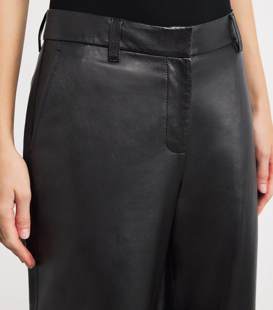 Black Lambskin Sullivan Straight Trousers