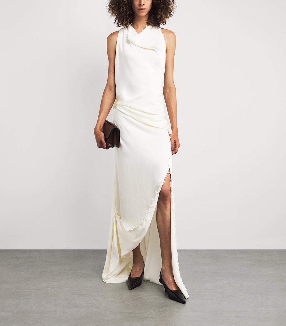 Victoria Beckham Ivory Satin Rouleaux Gown