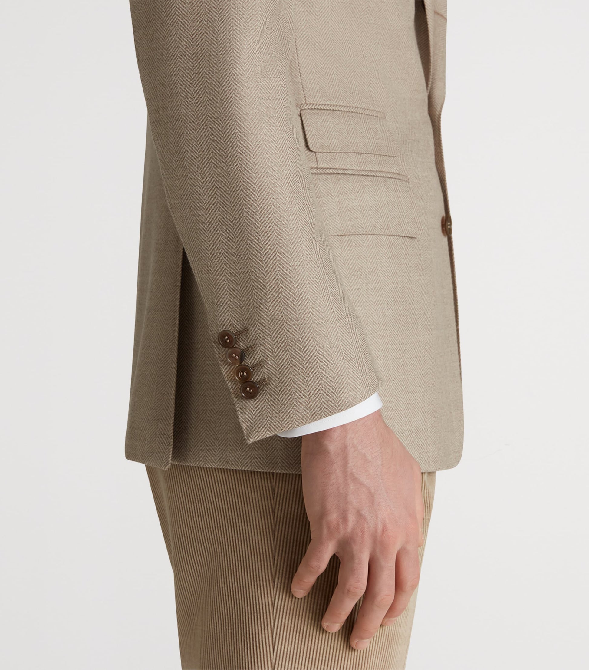 Neutral Wool Flannel Herringbone Bourdon Blazer