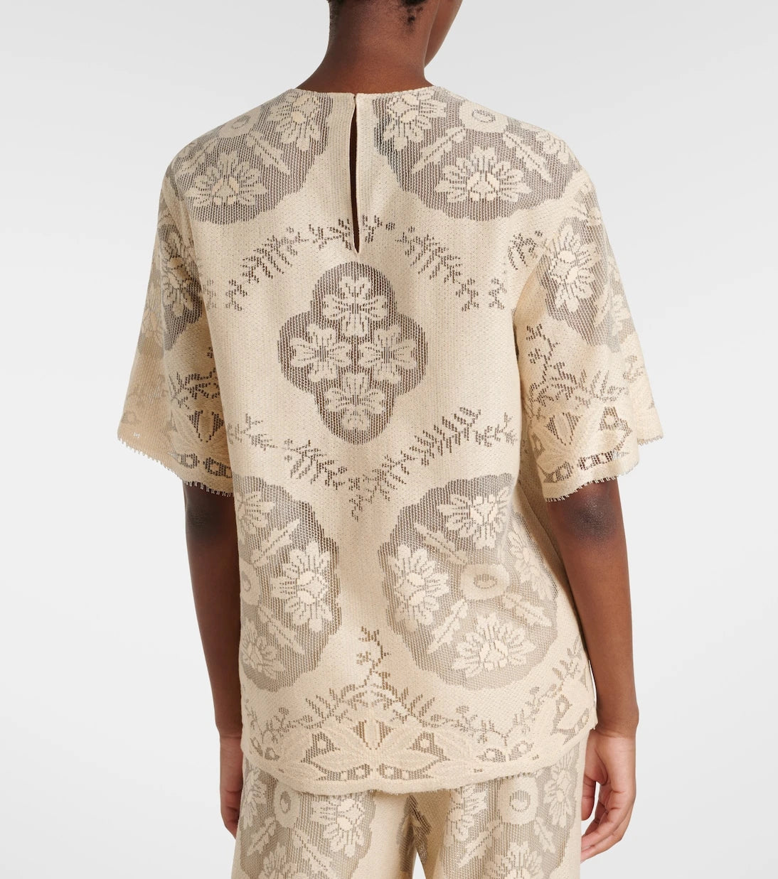 Valentino - Floral knitted cotton-blend top